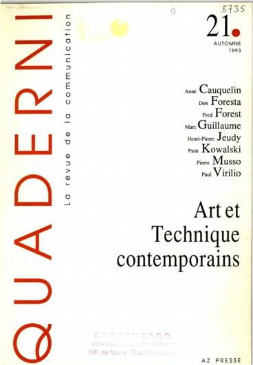 Quaderni n.21. Art et technique contemporains