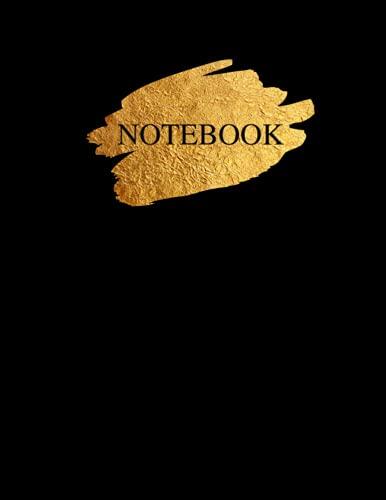 Notebook (Glossy Black and Gold Cover - Size (8.5 x 11 inches) 120 Pages: College Ruled Line Paper)