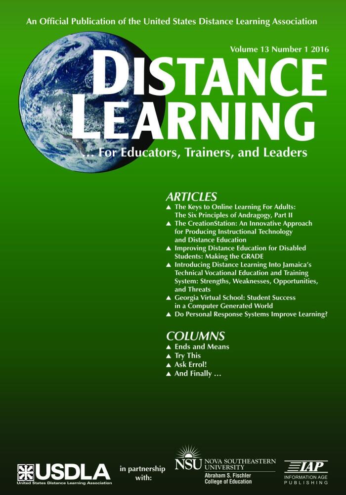 Distance Learning Issue (Distance Learning Journal) volume 13 number 1 2016