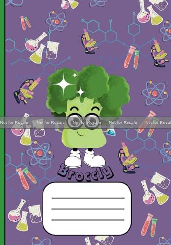 Composition Notebook, Broccy Character from the Serie of Veggies' students, 7 x 10inch, lined notebook for school, and offices: notebook for kids