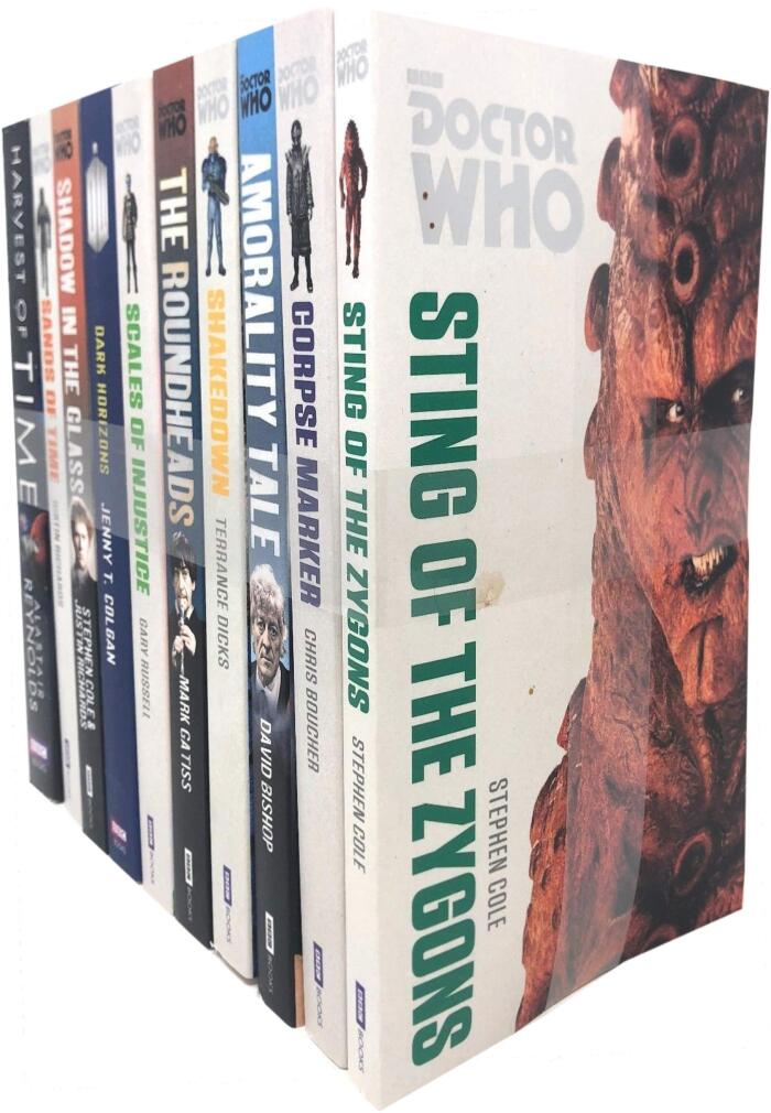 BBC Doctor Who Series Collection 10 Books Set (Sands of Time, Shadow in the Glass, Dark Horizons, Amorality Tale, The Roundheads, Shakedown, Harvest of Time, Sting of the Zygons, Scales of Injustice,