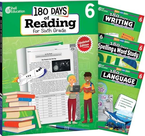 180 Days™: Reading 2nd Ed, Writing, Spelling, & Language Grade 6: 4-Book Set