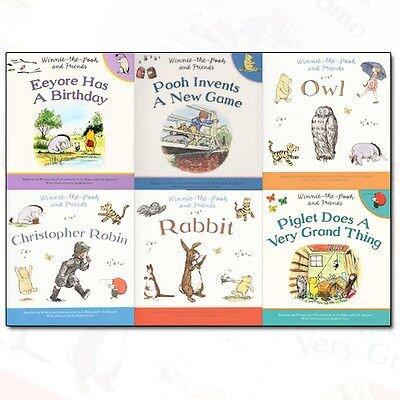 Winnie-the-Pooh and Friends Collection 6 Books Bundle (Eeyore Has a Birthday, Owl, Pooh Invents a New Game, Christopher Robin, Piglet Does a Very Grand Thing, Rabbit)