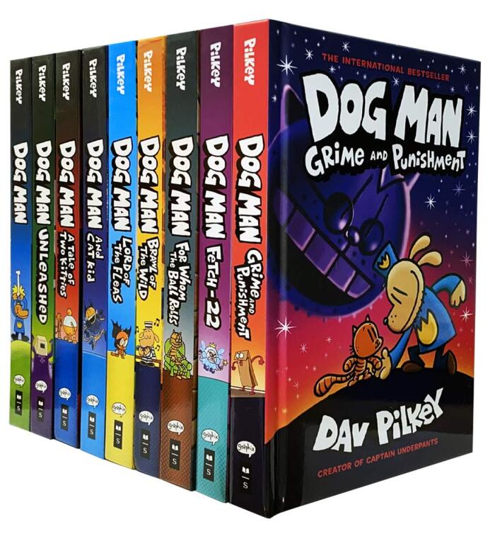 Dog Man Series 9 Books Collection Set: Dog Man, Unleashed, A Tale of Two Kitties, Dog Man and Cat Kid, Lord of the Fleas, Brawl of the Wild, For Whom the Ball Rolls, Fetch-22, Grime and Punishment