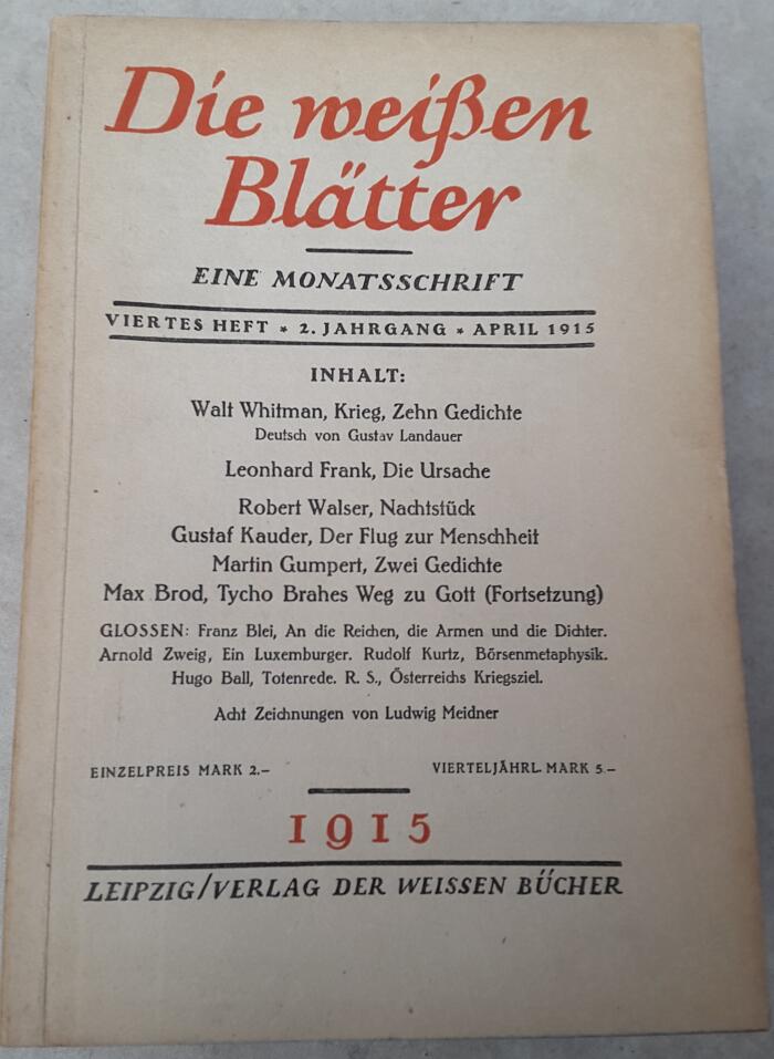Die weißen Blätter: eine Monatsschrift, 2. Jahrg., Heft 4, April 1915