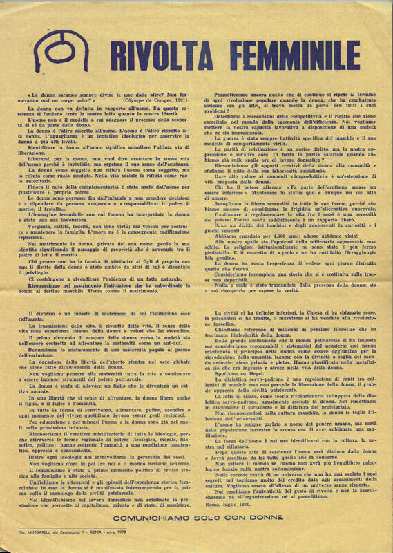 Manifesto di Rivolta Femminile