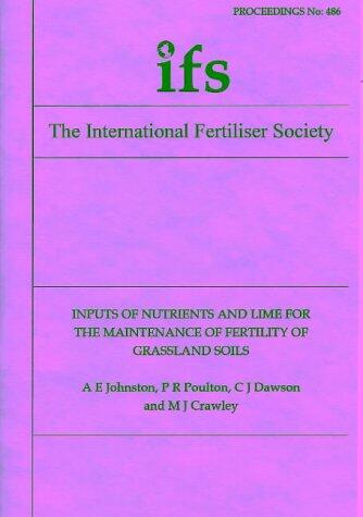 Inputs of Nutrients and Lime for the Maintenance of Fertility of Grassland Soils