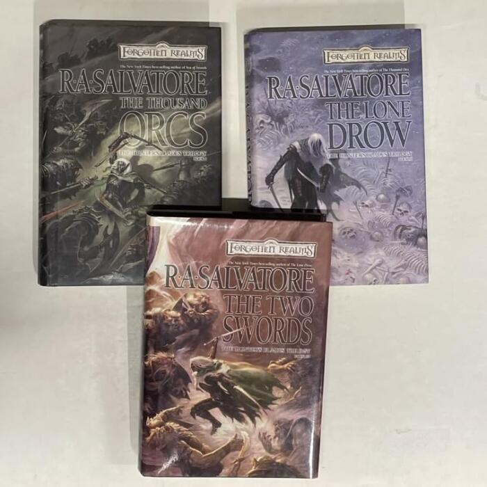 R.A. Salvatore - Hunter's Blade Trilogy Complete Series The Thousand Orcs, The Lone Drow and The Two Swords Hardcover