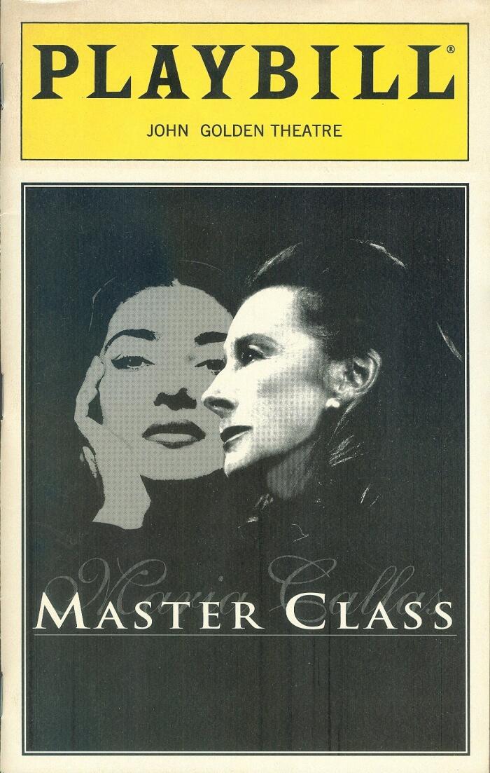 Playbill, John Golden Theatre: Master Class, January 1996, Volume 96, Number 1