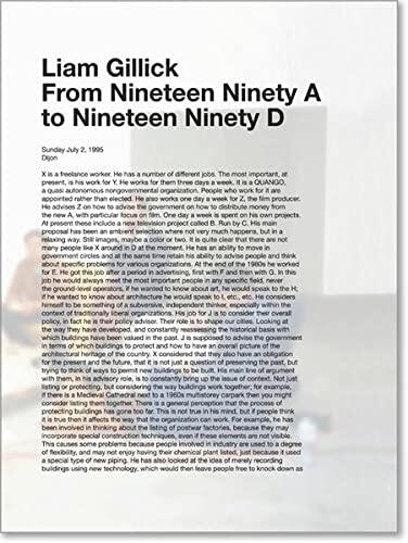 Liam Gillick: From Nineteen Ninety A to Nineteen Ninety D