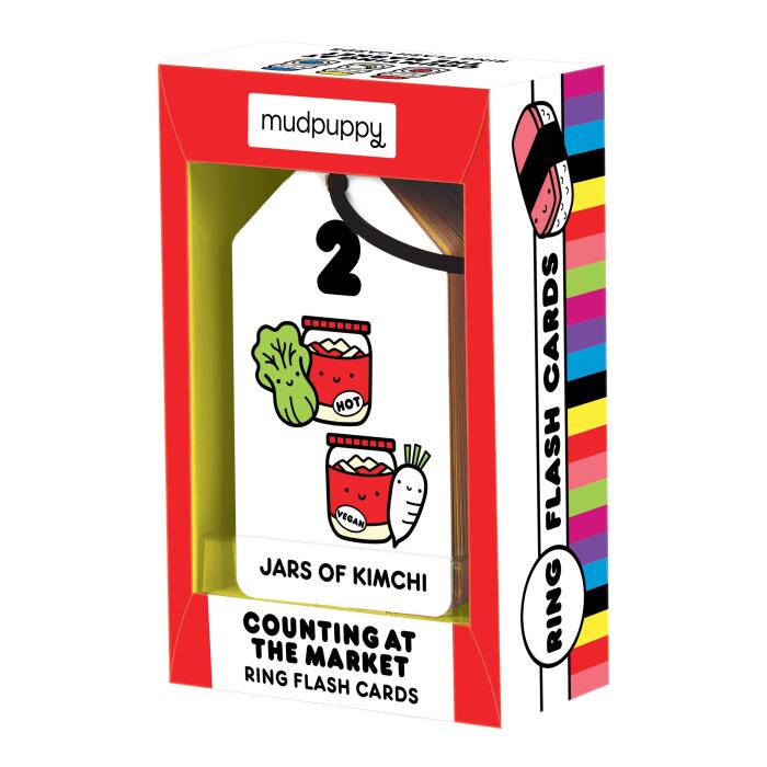Mudpuppy Counting at The Market Numbers Ring Flash Cards from, Includes 10 Double-Sided Flash Cards with Plastic Ring, Perfect for On-The-Go Use, Teaches Children 123s, Bright Illustrations, Ages 1+