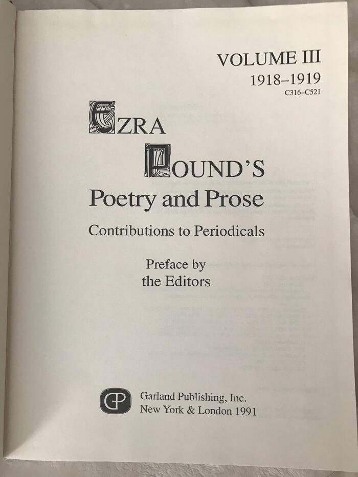 Ezra Pound's poetry and prose : contributions to periodicals, Vol. V - 1928-1932