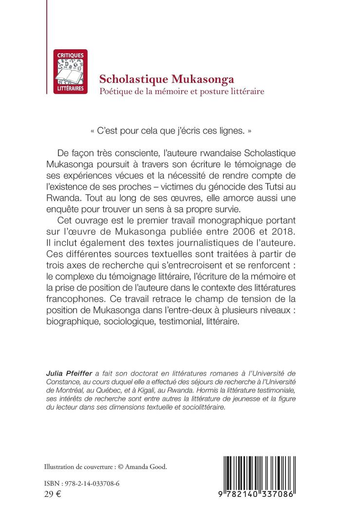 Scholastique Mukasonga: Poétique de la mémoire et posture littéraire