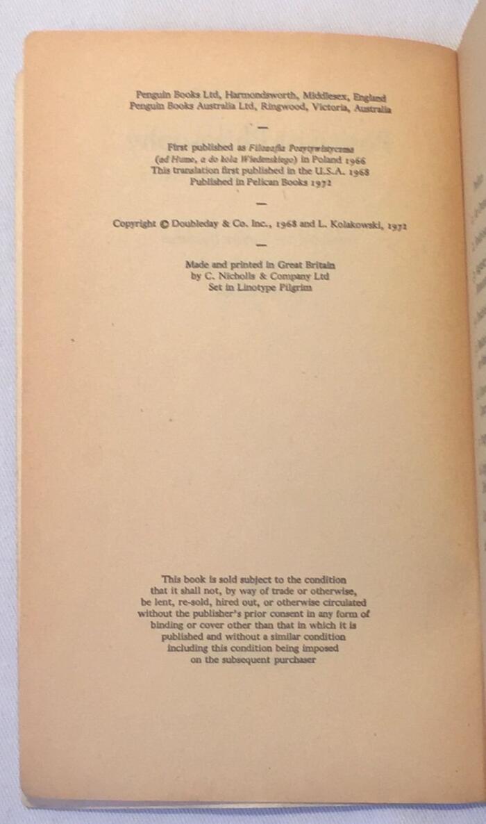 Positivist philosophy from Hume to the Vienna Circle;