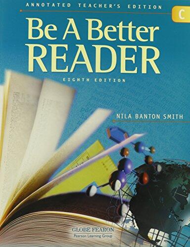 Globe Fearon Be a Better Reader Level C Annotated Teacher Edition 2003c