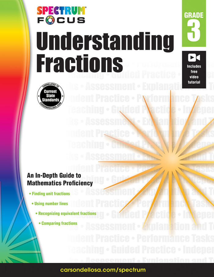 Spectrum Grade 3 Understanding Fractions Workbook-3rd Grade State Standards for Fraction and Number Line Math Practice With Answer Key for Classroom or Homeschool