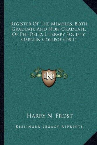 Register of the Members of Phi Delta Literary Society, Oberlin College