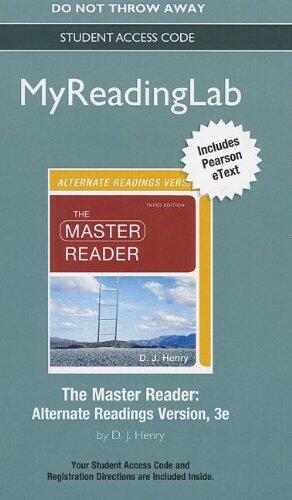 NEW MyReadingLab with Pearson eText -- Standalone Access Card -- for The Master Reader, Alternate Edition