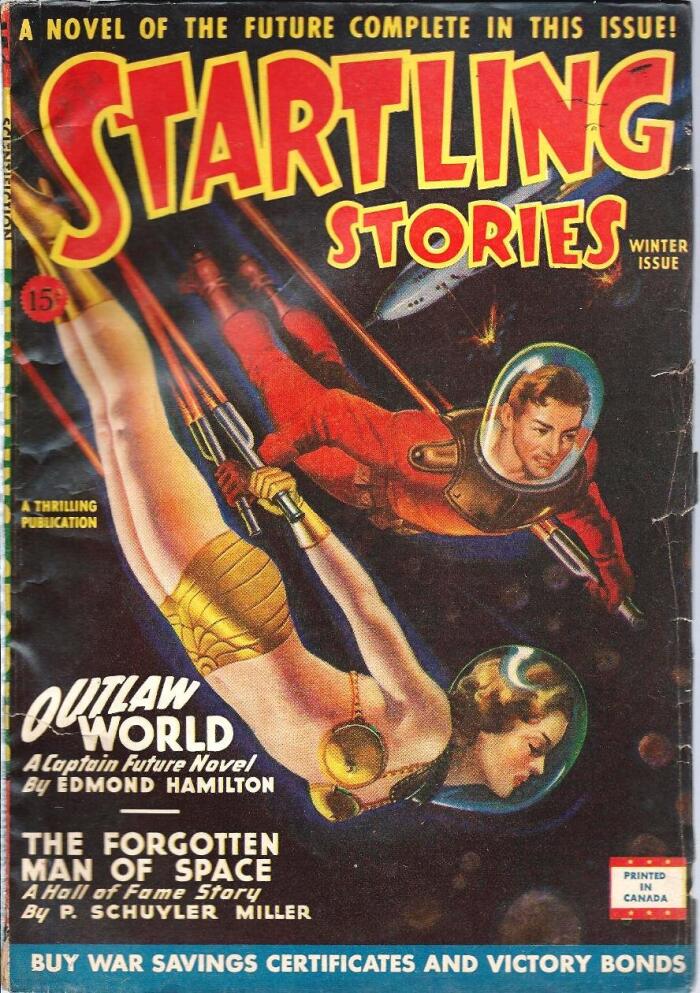 Startling Stories (Canadian) 1946 Vol. 13 No. 1 Winter: Outlaw World (Captain Future) / The Forgotten Man of Space / The Jimson Island Giant