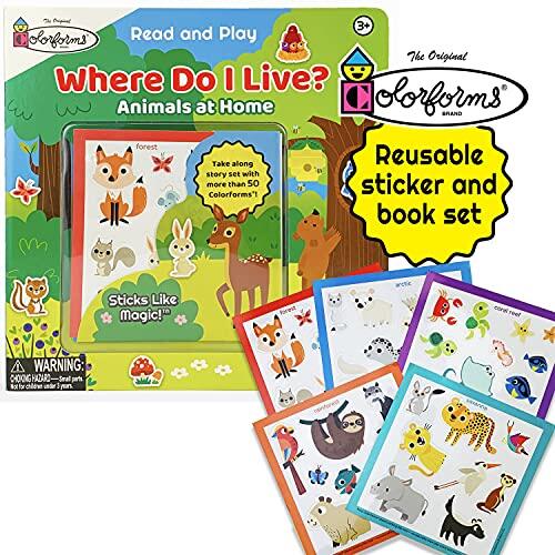 Colorforms Where Do I Live? Forest Animals (Reusable Sticker Activity Book Clings for Toddlers 3-7)