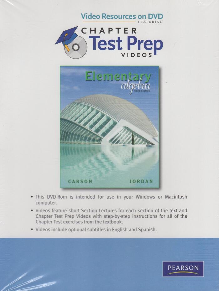 Video Resources on DVD with Chapter Test Prep Videos for Elementary Algebra