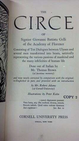 The Circe of Signior Giovanni Battista Gelli... Consisting of ten dialogues between men transformed into beasts..