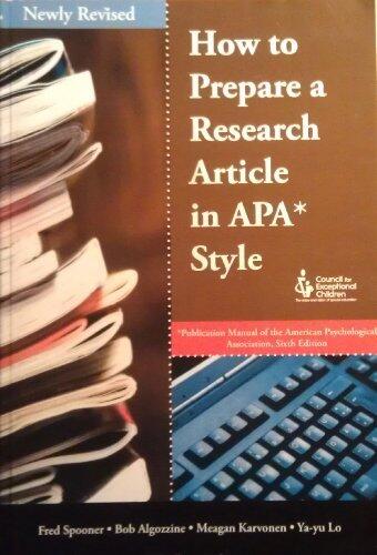 How to Prepare a Research Article in APA Style