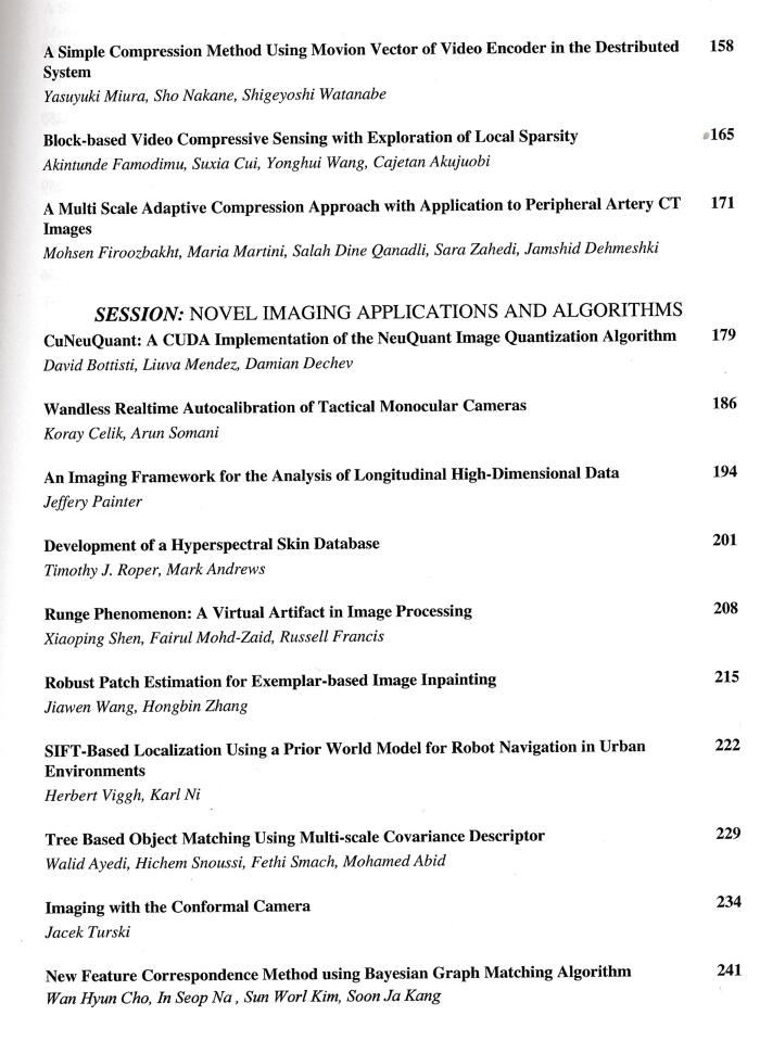 IPCV 2012 Volume II : Joint Invariants in Signature Theory; Fish Observation, Detection, Recognition and Verification; Video Watermarking & Encryption; Hyperspectral Skin Database;