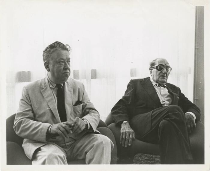 Original photograph of film historian Herman G. Weinberg and Fritz Lang in Montreal, 1967