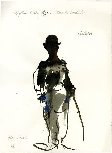 Ink Drawing of Charlie Chaplin a la Vigo's "Zero de conduit," 1968