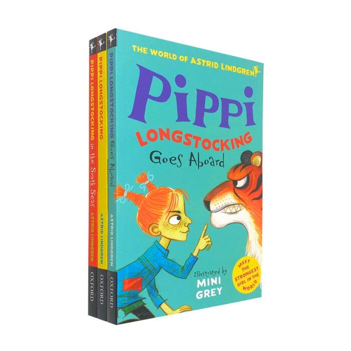 Pippi Longstocking 3 books collection set by mini grey