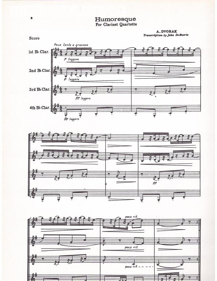 Humoresque - Clarinet Quartet