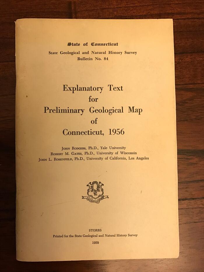 Explanatory Text for Preliminary Geological Map of Connecticut, 1956