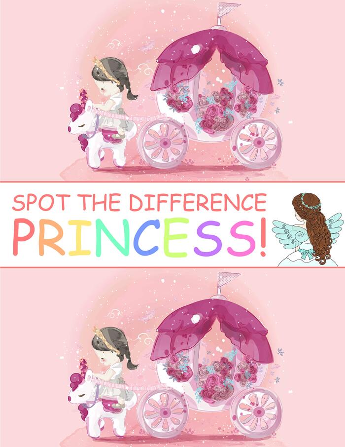 Spot the Difference Princess!: A Fun Search and Find Books for Children 6-10 years old