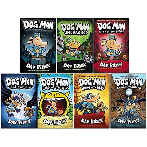 Dog Man Series 7 Books Collection Set : Dog Man, Unleashed, A Tale of Two Kitties, Dog Man and Cat Kid, Lord of the Fleas, Brawl of the Wild, For Whom the Ball Rolls