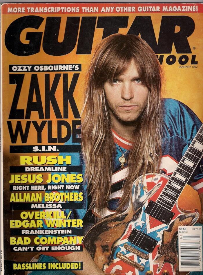 ZAKK WYLDE GUITAR SCHOOL (JANUARY 1992) RUSH ALLMAN BROTHERS!