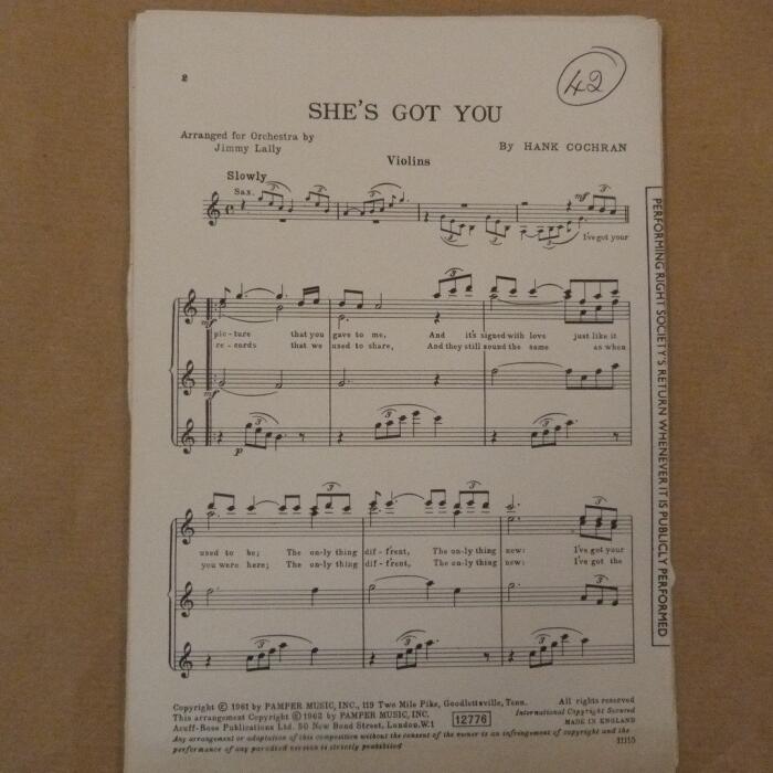 combo / dance band parts SHE`S GOT YOU arr jimmy lally