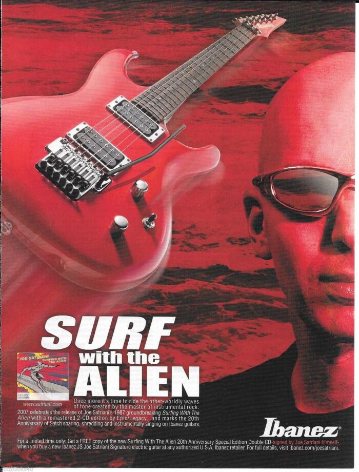 Ibanez Guitars - Joe Satriani - Surf with the Alien Promo - 2007 Print Ad
