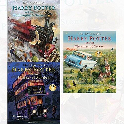 Harry Potter Illustrated Edition 3 Books Collection Set: Harry Potter and the Philosopher's Stone / Harry Potter and the Prisoner of Azkaban / Harry Potter and the Chamber of Secrets