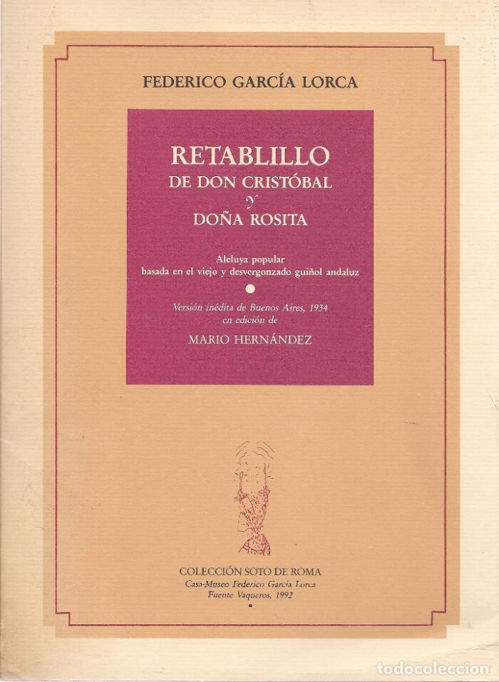 Retablillo de don Cristóbal y doña Rosita: Aleluya popular basada en el viejo y desvergonzado guiñol andaluz