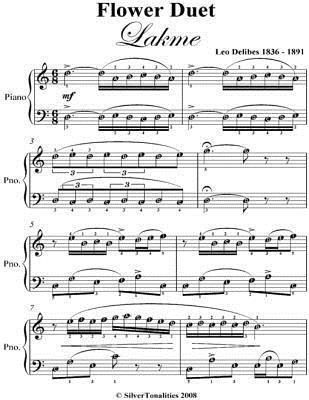 Flower Duet Lakme Easy Piano Sheet Music