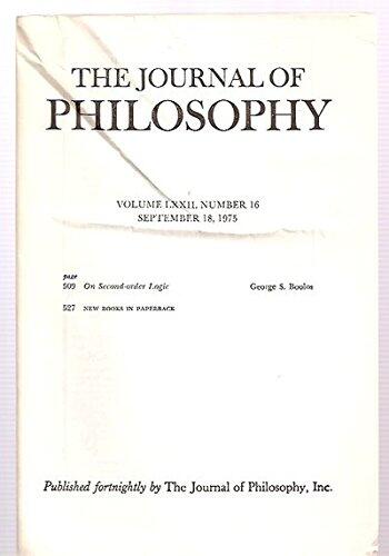 The Journal of Philosophy Volume LXXII, Number 16 September 1975