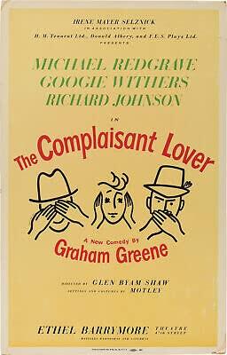Rare Michael Redgrave COMPLAISANT LOVER poster for the 1961 -Ethel Barrymore Theatre [Hardcover] Michael Redgrave (starring); Graham Greene (playwright); Glen
