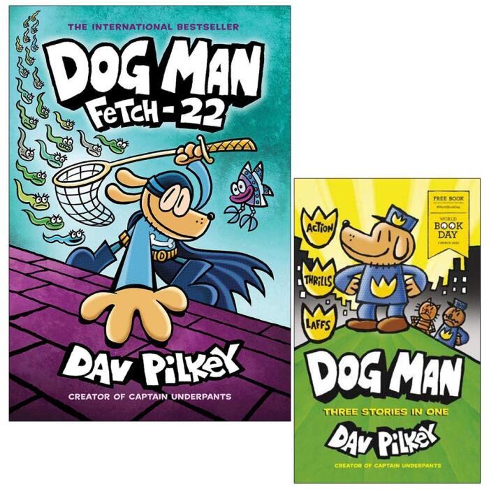 Dog Man 2 Books Collection Set: Fetch-22  & Dog Man World Book Day