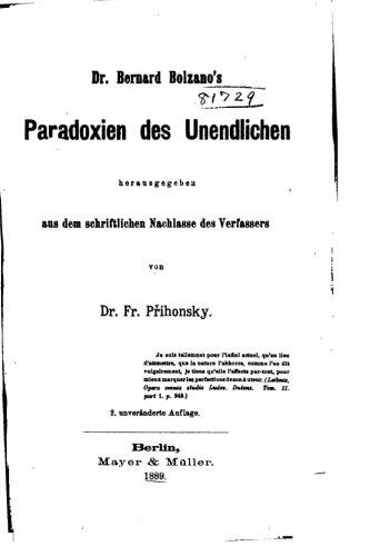 Dr. Bernard Bolzano's Paradoxien des unendlichen