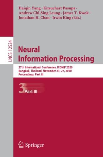 Neural Information Processing: 27th International Conference, ICONIP 2020