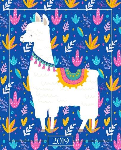 Wochenplaner 2019 (Terminplaner & Wochenkalender (19 x 23 cm): Lama mit Rosa Blumen auf Blau 6606)