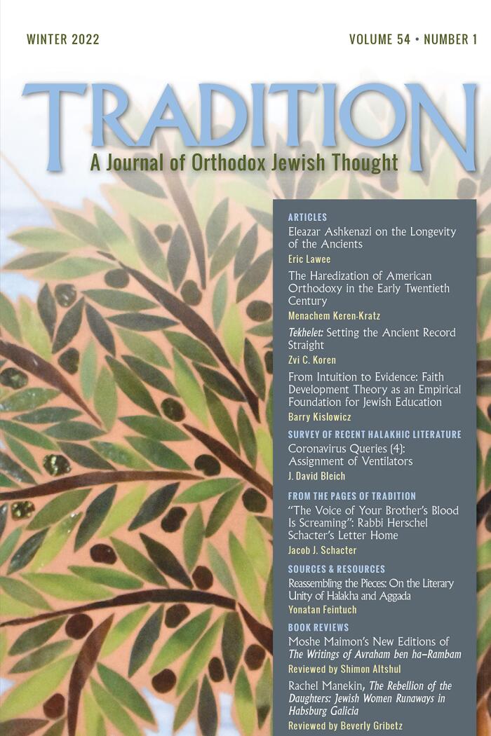 Tradition: A Journal of Orthodox Jewish Thought: 54.1: Winter 2022