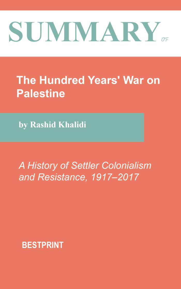 Summary of The Hundred Years' War on Palestine: A History of Settler Colonialism and Resistance, 1917-2017