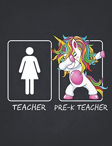 Pre-K Teacher: Funny Dabbing Unicorn Teacher Gifts College Ruled Notebooks Composition Book
